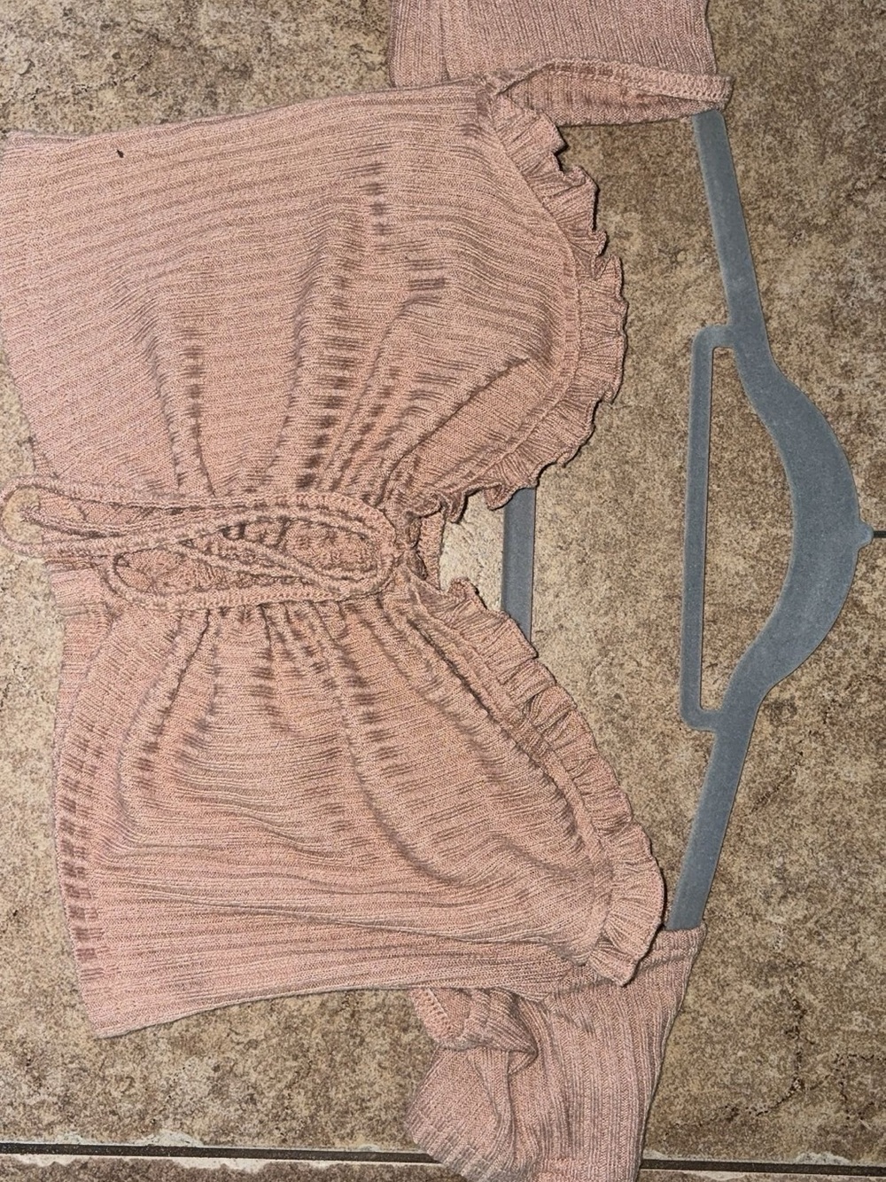 Ruffled Ribbed Crop Top in Dusty Rose